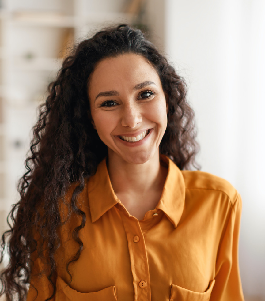 Photo of a woman with great skin after RF microneedling treatments